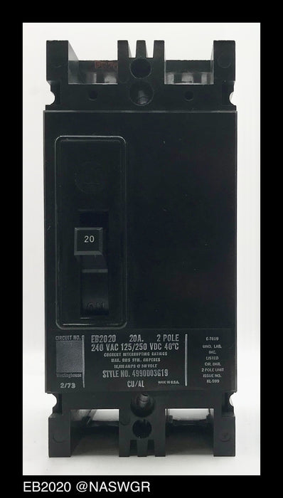 Westinghouse EB2020 Molded Case Circuit Breaker - 20 Amp