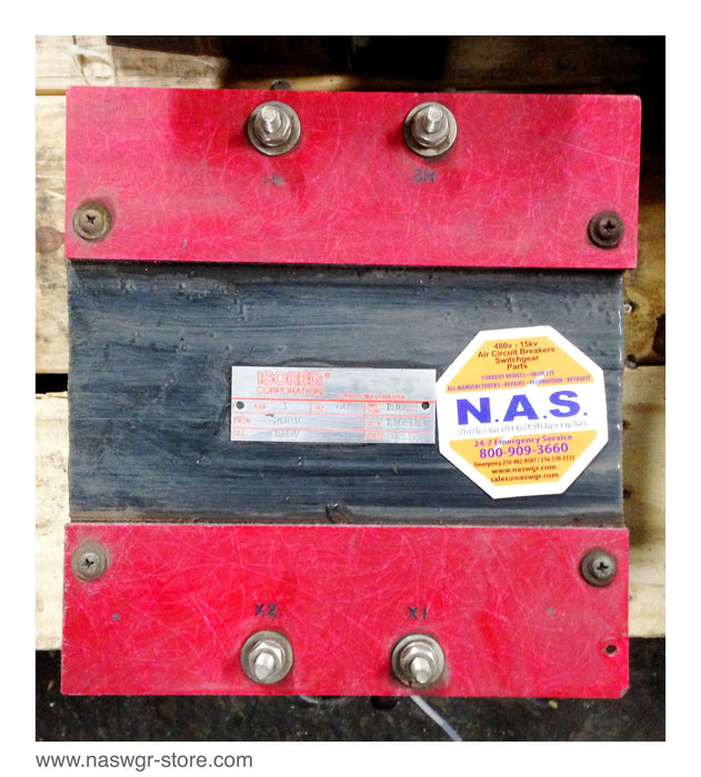 110515 , ISOREG Corporation 110515 Transformer , 3 KVA , 60 Hz , Max. Temp. 180 , Prim: 208V , Sec: 115V , PN: 110515