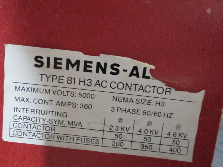 81H3535094A1T Siemens Allis 81H3 AC Contactor