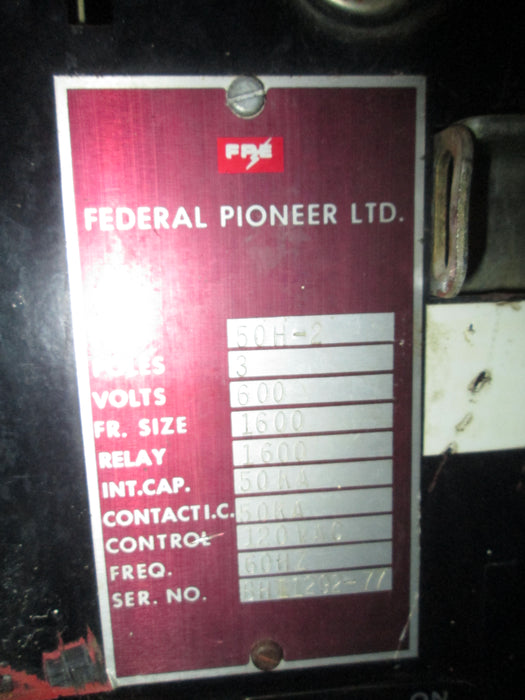 50H-2 Federal Pioneer 1600 amp Circuit Breaker