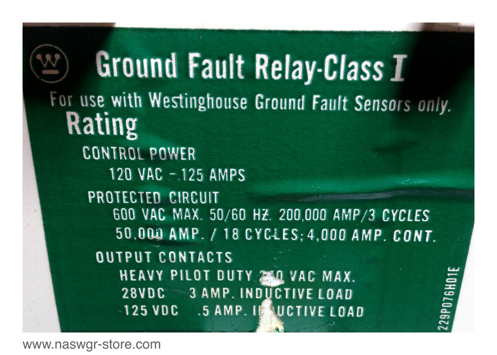 Westinghouse 1293C47G04 Ground Fault Relay