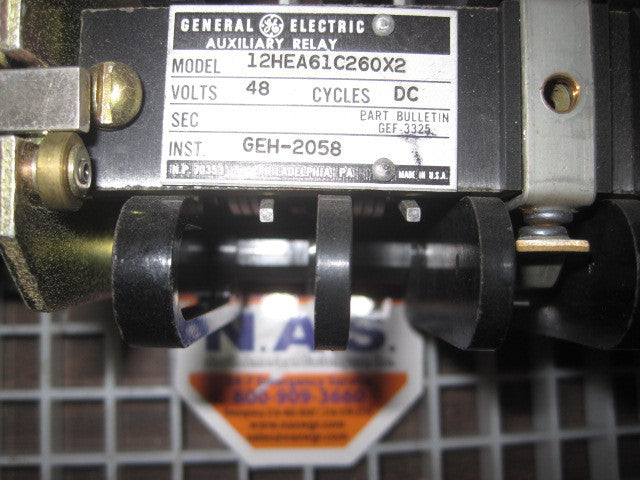 GE 12HEA61C260X2 Auxiliary Relay ~ 48vDC