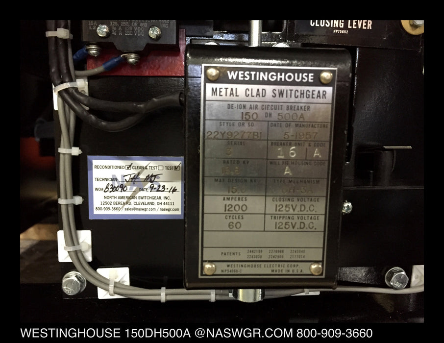 150DH500A ~ Westinghouse 150DH500A Circuit Breaker 1200 Amp