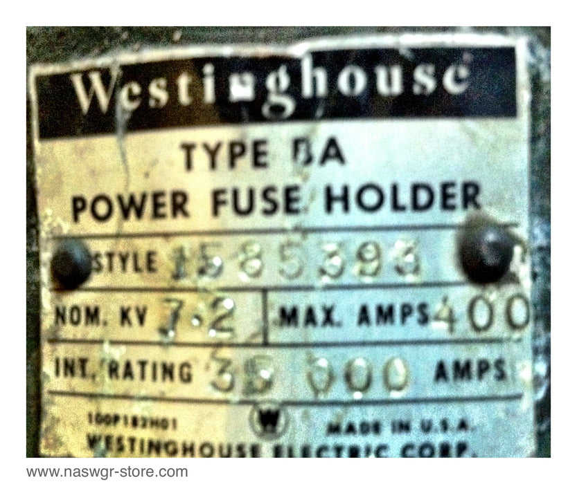 1585393 , Westinghouse Type BA Power Fuse Holder , PN: 1585393