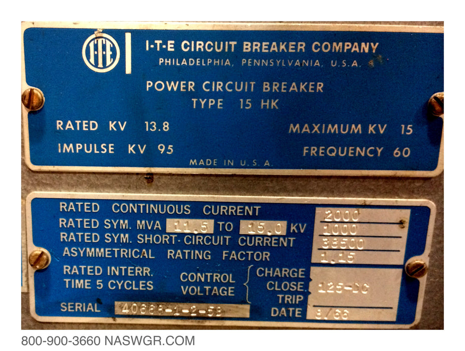15HK1000 , ITE 15HK1000 Circuit Breaker , 2000 amp