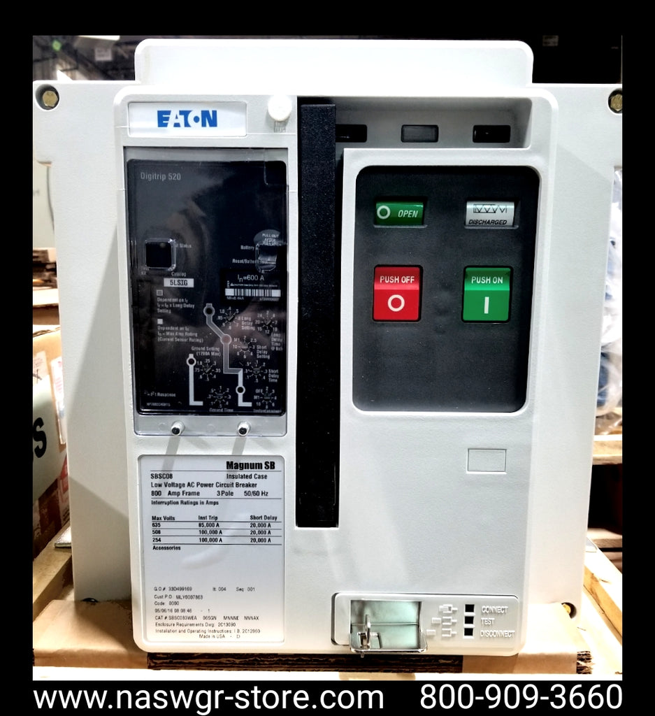 Eaton Magnum SB SBSC08 Circuit Breaker (M/O,D/O) - 600 Amp - Unused