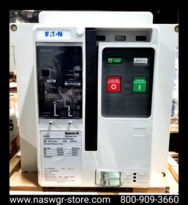 Eaton Magnum SB SBSC08 Circuit Breaker (M/O,D/O) - 600 Amp - Unused
