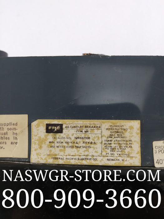 Federal Pacific NM632000 Molded Case Circuit Breaker - 500 Amp