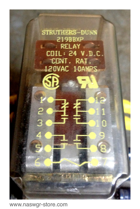 219BBXP , Struthers-Dunn 219BBXP Relay , Coil: 24V DC , 120 VAC , 10 Amps , PN: 219BBXP