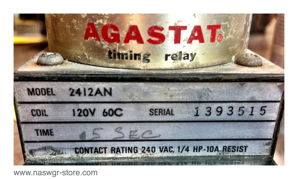 2412AN , Agastat 2412AN Timing Relay , Coil: 120 V , 60C , Time: .5 Sec. , PN: 2412AN