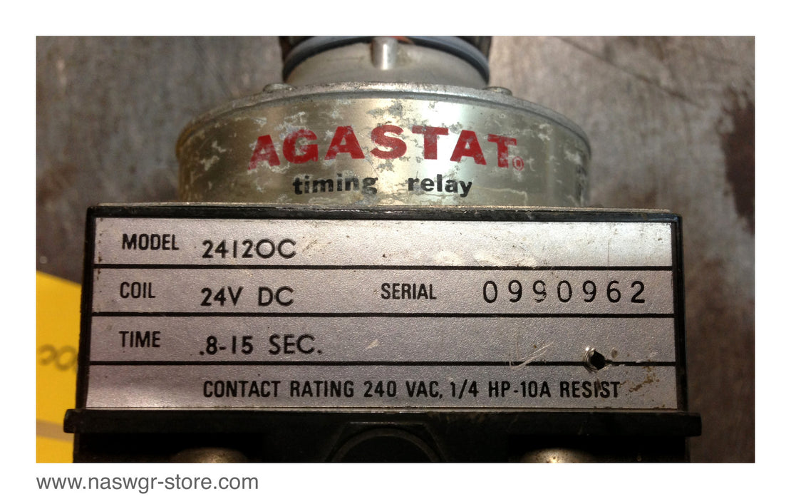 2412OC , Agastat 2412OC Timing Relay , Coil: 24VDC , Time: .8-15 Sec. , PN: 2412OC