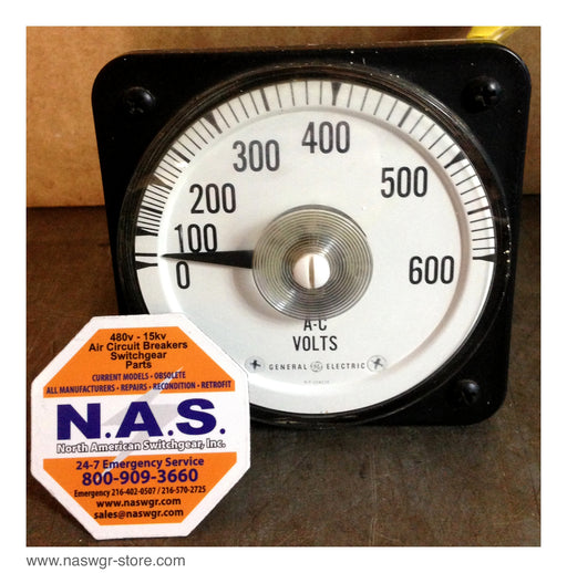 50-105031-PZSJ2 , GE A-C Voltmeter , Full Scale: 150 V , P.T. 4:1 , 60 Cycle , Res. INT. , Code: EH , PN: 50-105031-PZSJ2