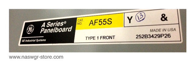 AQF3422SBX , AB55B , GE AQF3422SBX A Series Panelboard , NEMA 1 Enclosure , Box: AB55B , NO: AXB7T6 , 225 Amp , 208Y/120 Volts , 3 Phase , 4 Wire , PN:AQF3422SBX