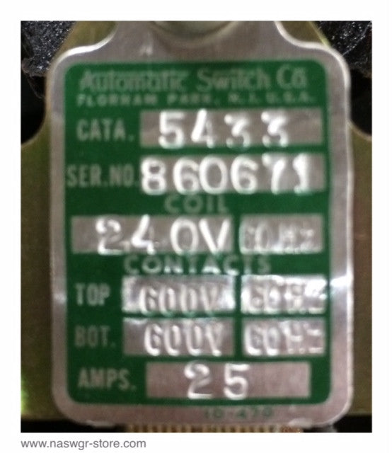 5433 ~ Automatic Switch Co. 5433 Contactor