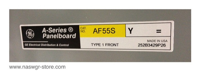 AQF3422SBX , AB55B , GE AQF3422SBX A series Panelboard , NEMA 1 Enclosure , Box: AB55B , NO: AXB7T6 , 225 Amp , 208Y/120 Volts , 3 Phase , 4 Wire , PN: AQF3422SBX