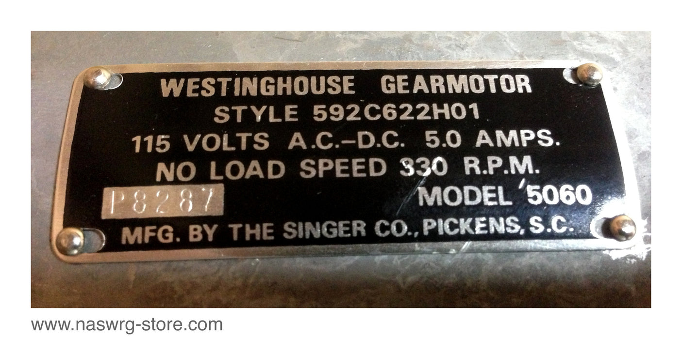 592C622H01 ~ Westinghouse 592C622H01 Gear Motor for DHP