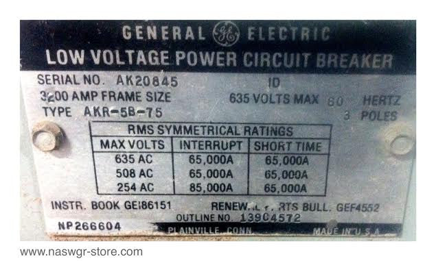 General Electric AKR-5B-75 Circuit Breaker (M/O,D/O) - 3200 Amp