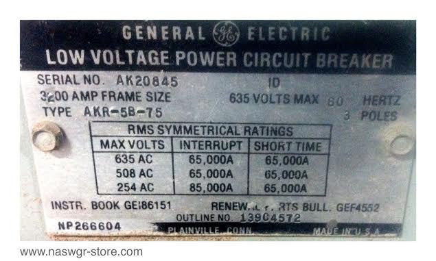 AKR-5B-75 ~ GE AKR-5B-75 Low Voltage Power Circuit Breaker ~ 3200 Amps