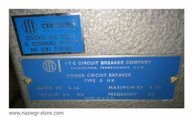 5HK250 ~ ITE 5HK250 Medium Voltage Circuit Breaker ~ 1200 Amp ~ E/O