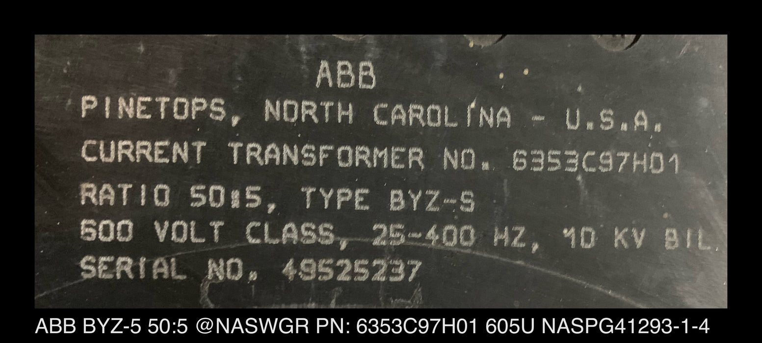 ABB BYZ-5 6353C97H01 Current Transformer 50:5
