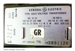 760X34G701 , GE Voltage Transformer , Type: JVA-0 , PN: 760X34G701