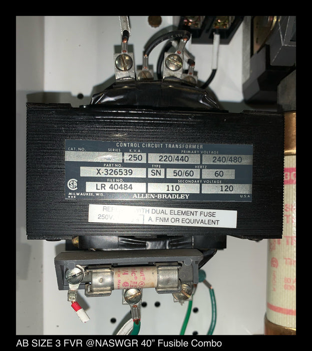 Allen Bradley 2100 Series Size 3 FVR 40" MCC Fusible Combination Bucket