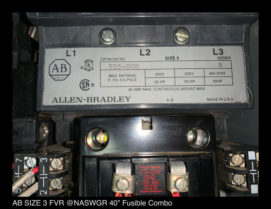 Allen Bradley 2100 Series Size 3 FVR 40" MCC Fusible Combination Bucket