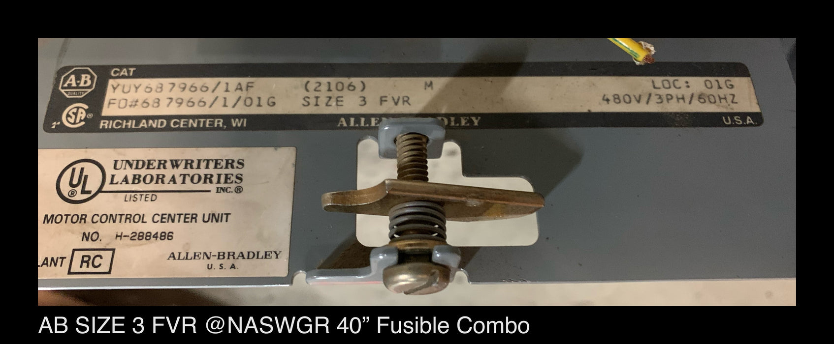 Allen Bradley 2100 Series Size 3 FVR 40" MCC Fusible Combination Bucket