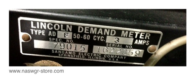ADF , Sangamo Electric Company ADF Thermal Demand Meter , Type: ADF , 50/60 Hz. , 3 Amps , Spec: 79015 , PN: ADF