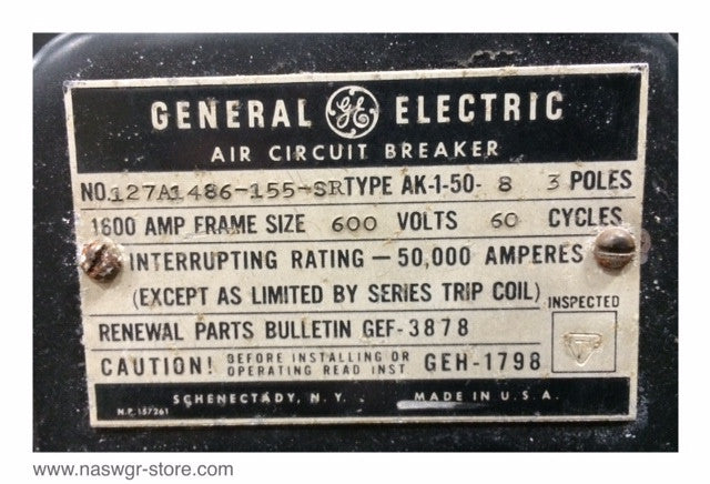 General Electric AK-1-50-8 Circuit Breaker (E/O,D/O) - 1600 Amp