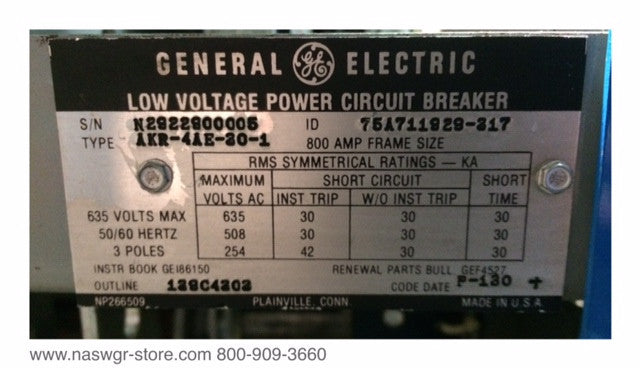 AKR-4AE-30-1 ~ GE AKR-4AE-30-1 Circuit Breaker ~ 800 Amp ~ E/O