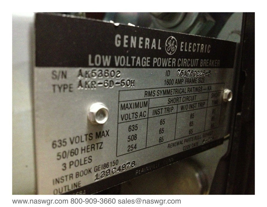 AKR-6D-50H ~ GE AKR-6D-50H Circuit Breaker ~ 1600 Amp ~ M/O