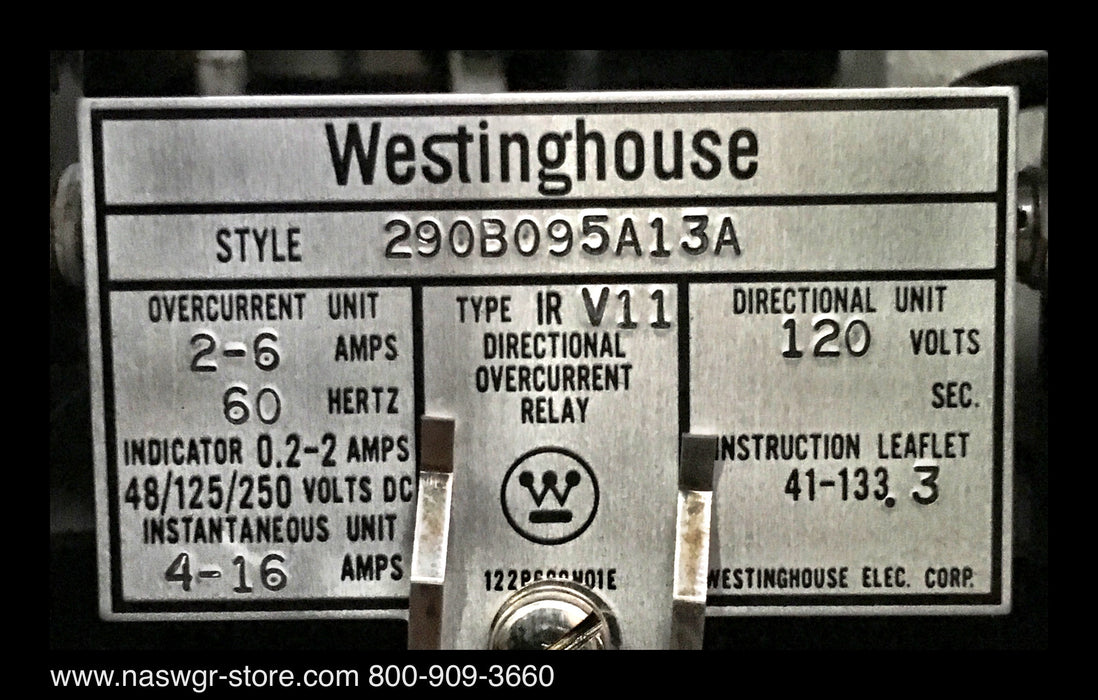 IRV-11 ~ Westinghouse IRV-11 Directional Overcurrent Relay ~ 290B95A13A