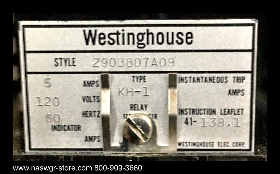 KH-1 ~ Westinghouse KH-1 Directional Relay ~ 290B807A09