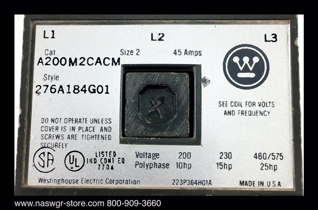 A200M2CAC ~ Westinghouse A200M2CAC Size 2 Motor Starter