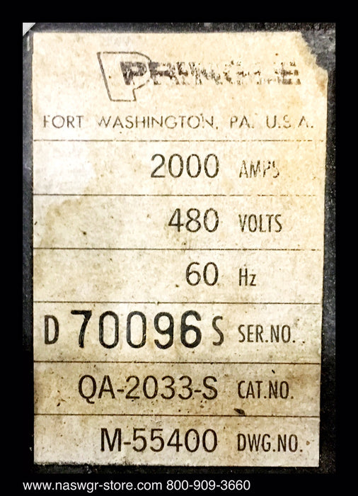 QA-2033-S ~ Pringle Switch QA-2033-S 2000 Amps