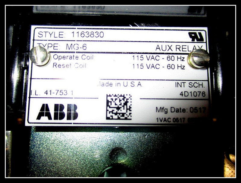 ABB 1163830 MG-6 Relay