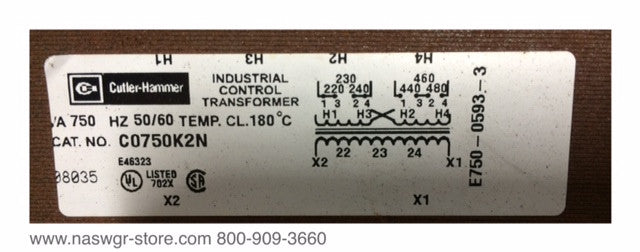 C0750K2N ~ Cutler Hammer C0750K2N Industrial Control Transformer