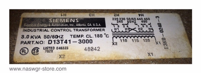 D13T41-3000 , Siemens D13T41-300 Industrial Control Transformer , 3.0 KVA