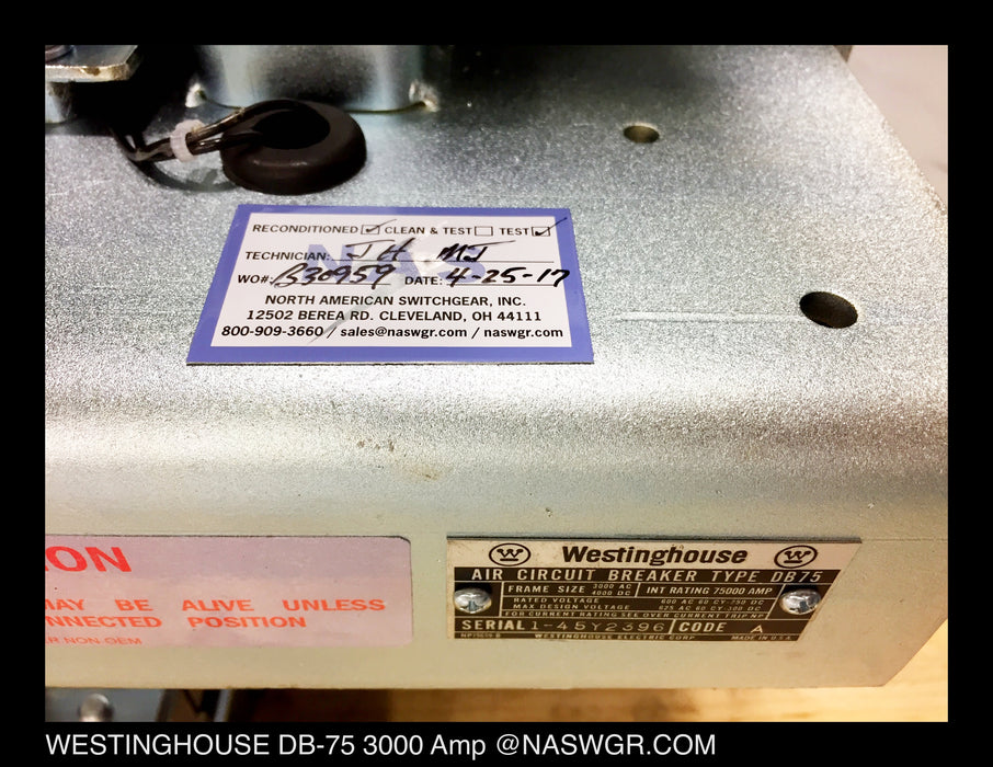 DB-75 ~ Westinghouse DB-75 Circuit Breaker ~ 3000 Amp