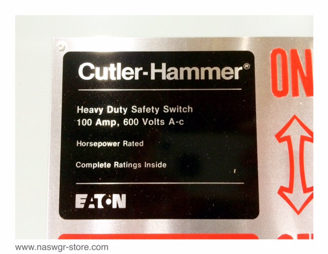 Eaton DH363UDK Heavy Duty Safety Switch - 100A/600V/3P/N12/3R - Unused