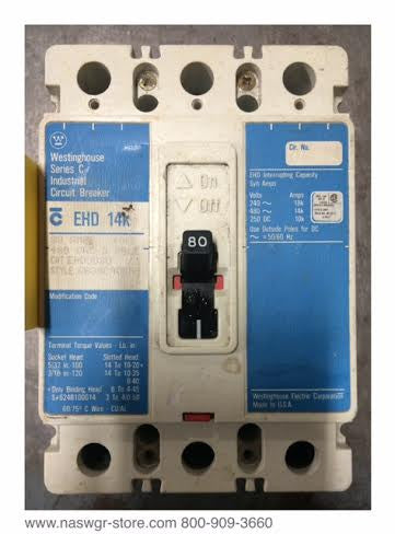 Westinghouse EHD3080 Molded Case Circuit Breaker - 80 Amp