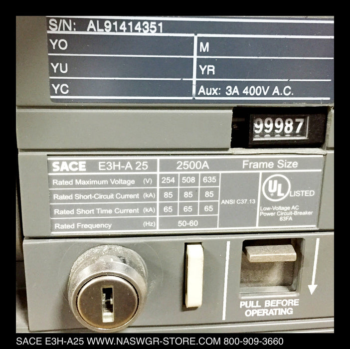 ABB SACE E3H-A 25 Circuit Breaker (M/O.D/O) - 2500 Amp - Unused