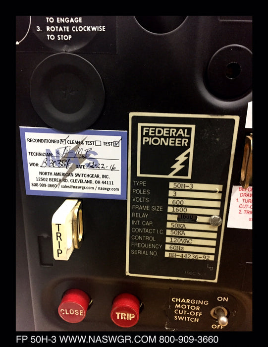 Federal Pacific 50H-3 Circuit Breaker (E/O,D/O) - 1600 Amp