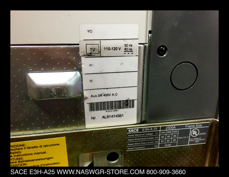 ABB SACE E3H-A 25 Circuit Breaker (M/O.D/O) - 2500 Amp - Unused