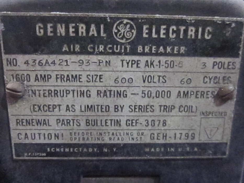 AK-1-50-6 - General Electric Air Circuit Breaker