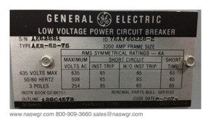 General Electric AKR-6D-75 Circuit Breaker (E/O,D/O) - 3200 Amp
