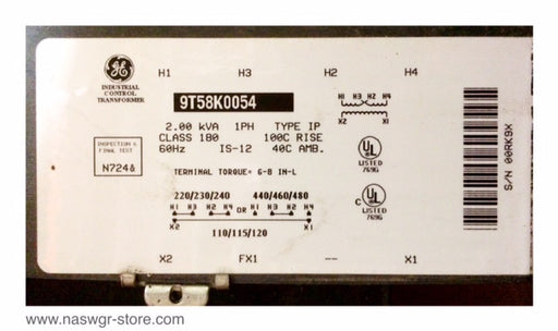 9T58K0054 , GE 9T58K0054 Industrial Control Transformer , Unused Surplus in Box