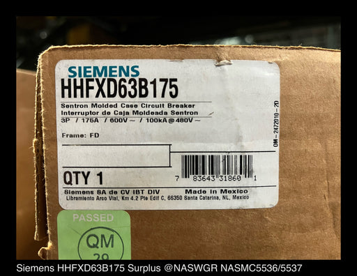 HHFXD63B175 ~ Siemens HHFXD63B175 Circuit Breaker ~ 175A ~ Surplus