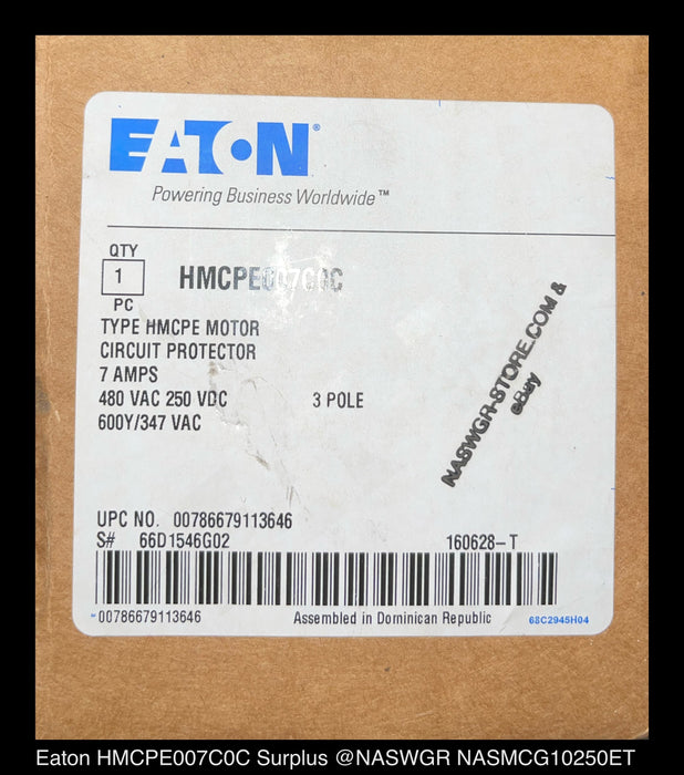 Eaton HMCPE007C0C Motor Circuit Protector - 7 Amp ~ Unused Surplus